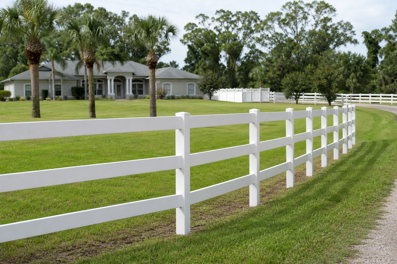 Vinyl ranch rail fence design
