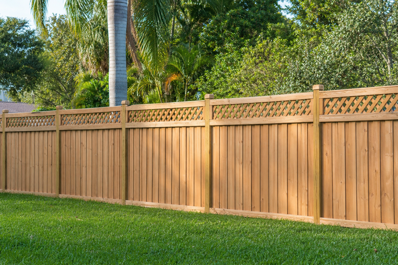 Lattice top wood fence design