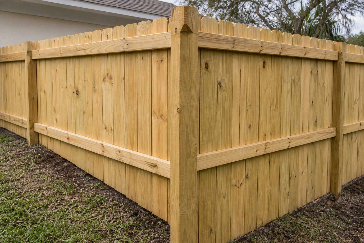 Dog ear wood fence corner design